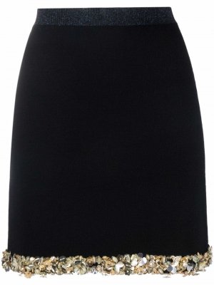 Декорированная юбка мини LANVIN. Цвет: черный