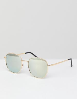 Круглые солнцезащитные очки в золотистой оправе Jezabell-Золотой Quay Australia