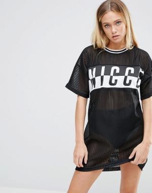 Платье-футболка с большим логотипом Nicce London. Цвет: черный