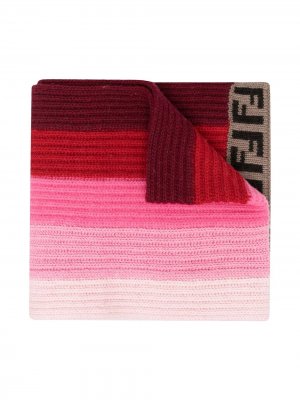 Полосатый шарф с логотипом Fendi Kids. Цвет: розовый