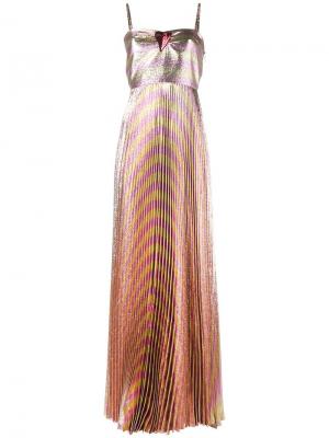 Плиссированное вечернее платье из ламе Gucci. Цвет: металлический