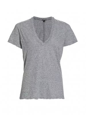 Меланжевая трикотажная футболка с V-образным вырезом , цвет granite Monrow