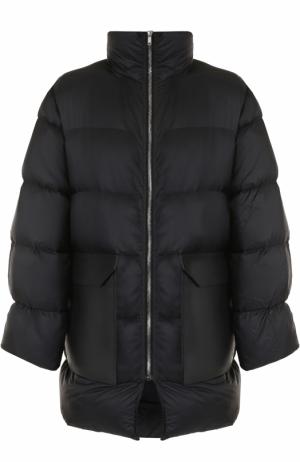 Куртка свободного кроя на молнии с кожаными накладными карманами Rick Owens. Цвет: черный
