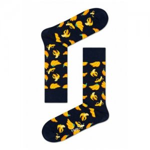 Носки унисекс Banana Sock с принтом в виде бананов, черный, 29 Happy Socks. Цвет: черный