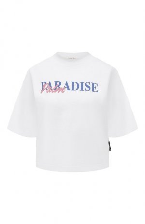 Хлопковая футболка Palm Angels. Цвет: белый