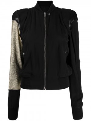 Glitter-detail panelled bomber jacket Rick Owens. Цвет: черный
