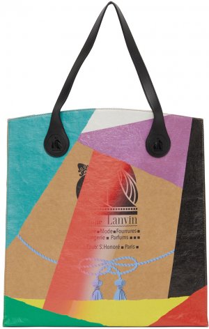 Tan Galley Dept. Edition Printed Kraft Paper Grocery Tote Lanvin. Цвет: 05s1 beige/multicolo