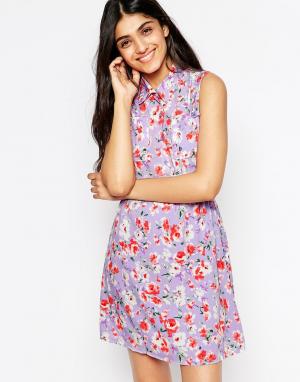 Платье-рубашка с цветочным принтом Luann Lovestruck. Цвет: лиловый
