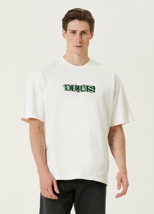 Белая футболка с логотипом Deus Ex Machina. Цвет: белый