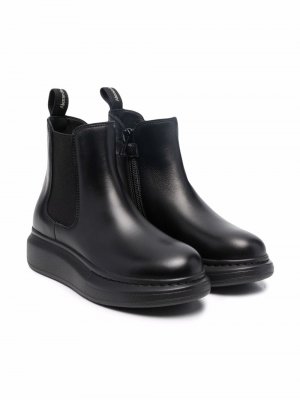 Slip-on leather boots Alexander McQueen Kids. Цвет: черный