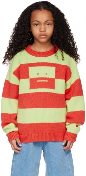 Детский красно-зеленый жаккардовый свитер Acne Studios
