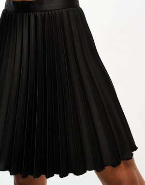 Черная плиссированная мини-юбка Petite Closet London