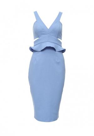 Платье LOST INK MARIA RUFFLE DETAIL CUT AWAY WAIST BODYCON DRESSS. Цвет: голубой