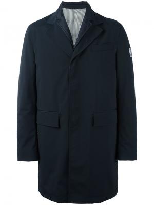 Однобортное пальто с заплаткой Moncler Gamme Bleu. Цвет: синий