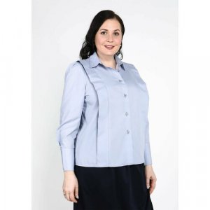 Рубашка , полуприлегающий силуэт, однотонная, размер 54, голубой, серый EL. Цвет: голубой/серый/серо-голубой