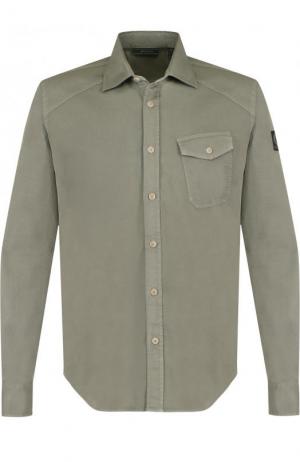 Хлопковая рубашка с накладным карманом Belstaff. Цвет: зеленый