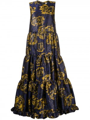 Платье Muriel с абстрактным принтом Mulberry. Цвет: синий