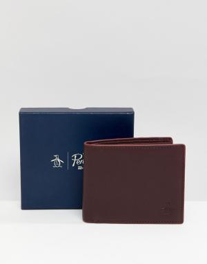 Коричневый кожаный бумажник Original Penguin. Цвет: коричневый