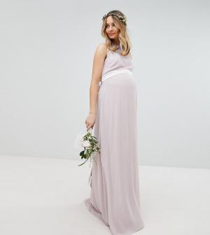 Платье макси с бантом на спине wedding-Коричневый TFNC Maternity