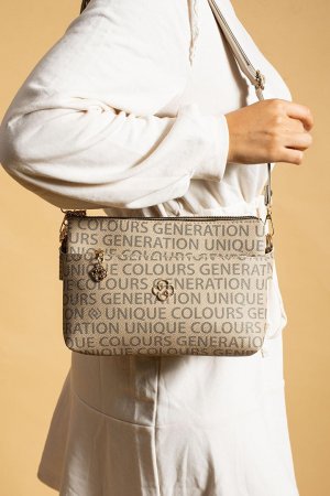 Женская сумка через плечо на молнии с регулируемым ремнем и 3 отделениями BAG4944-23Распечатать , норка Pembe Potin