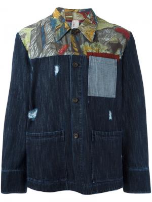 Джинсовая куртка с принтом Antonio Marras. Цвет: синий
