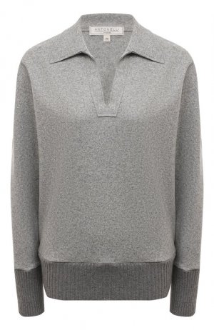 Шерстяной пуловер-поло Antonelli Firenze. Цвет: серый