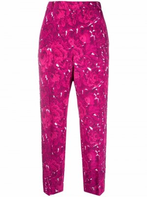 Укороченные брюки с цветочным принтом Nº21. Цвет: розовый