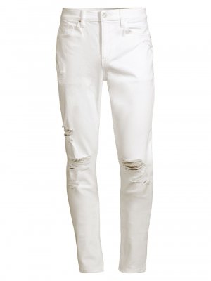 Рваные эластичные джинсы скинни до колен Zack с эффектом потертости , белый Hudson Jeans