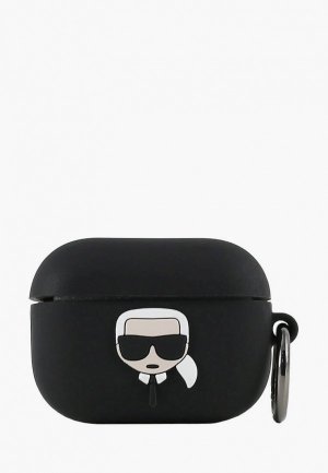Чехол для наушников Karl Lagerfeld Airpods Pro, Silicone case with ring Black. Цвет: черный
