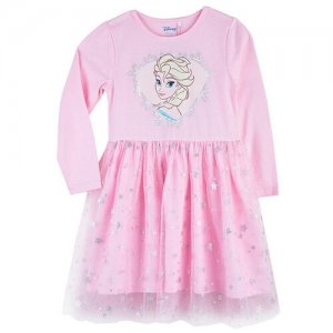 Платье длинный рукав с тюлевой юбкой, детское для девочек AW19L_FR4; DISNEY FROZEN; размер: 3-4; цвет: розовый kari. Цвет: розовый