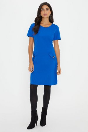 Платье прямого кроя премиум-класса с боковым карманом Ponte , синий Wallis