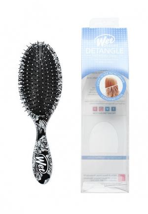 Расческа Wet Brush для спутанных волос, калавера (черно-белая). Цвет: белый