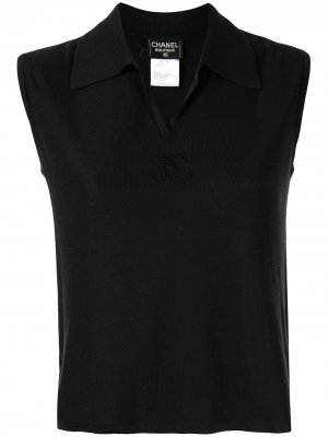 Рубашка-поло 1998-го года с логотипом CC Chanel Pre-Owned. Цвет: черный
