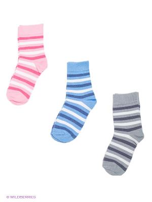 Носки детские, 3 пары БРЕСТСКИЕ. Цвет: голубой, розовый, светло-серый