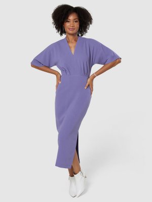 Платье-футляр с V-образным вырезом, фиолетовое Closet London