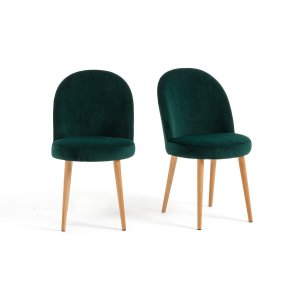 Комплект из двух велюровых стульев LaRedoute. Цвет: зеленый