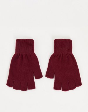 Бордовые перчатки без пальцев -Красный ASOS DESIGN