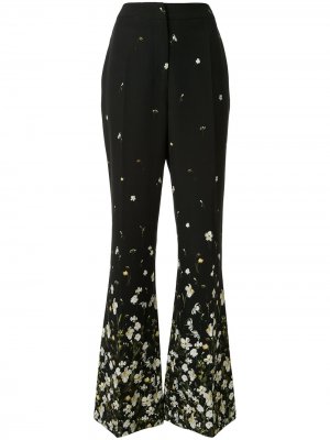 Расклешенные брюки с цветочным принтом Erdem. Цвет: черный
