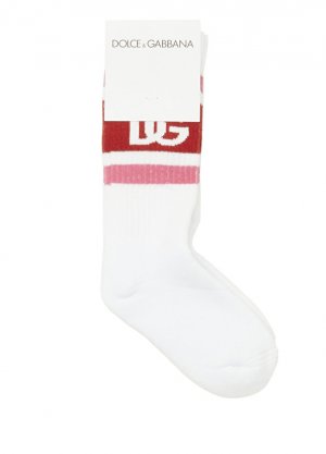 Красно-белые жаккардовые носки с логотипом для мальчиков Dolce&Gabbana