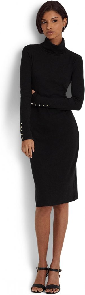 Платье-водолазка из смесового хлопка LAUREN Ralph Lauren, цвет Polo Black