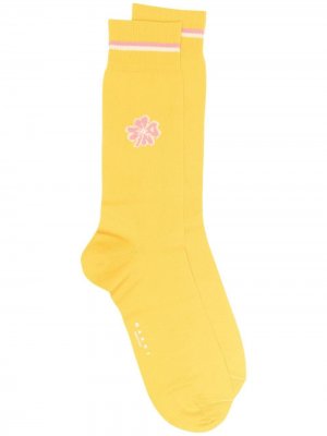Носки с цветочным принтом Marni. Цвет: желтый