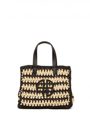 Маленькая черная женская сумка-шоппер rio бежевого цвета Anine Bing