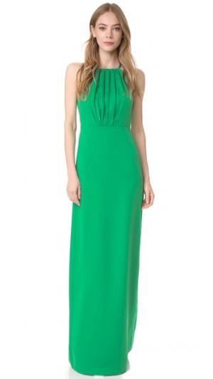 Вечернее платье с округлым вырезом и воланом на спине Halston Heritage. Цвет: зеленый