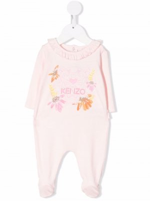 Пижама из органического хлопка с цветочным принтом Kenzo Kids. Цвет: розовый