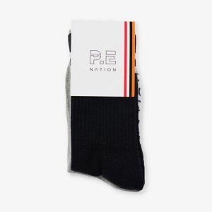 Набор из двух носков эластичного хлопка с логотипом Marathon , черный P.E Nation