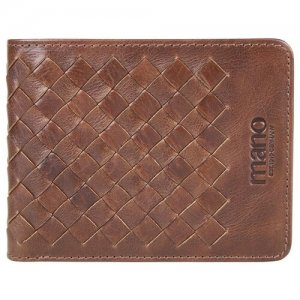 Бумажник , фактура плетеная, коричневый Mano