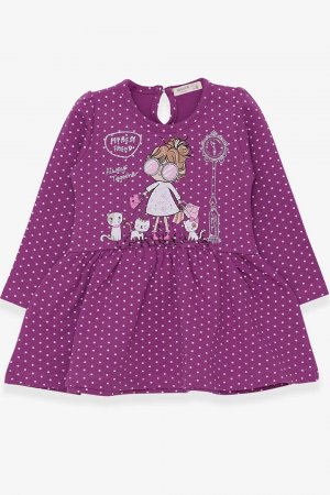 Платье с длинными рукавами для девочек, фиолетовый блестящим принтом, очки (1–4 года) Breeze