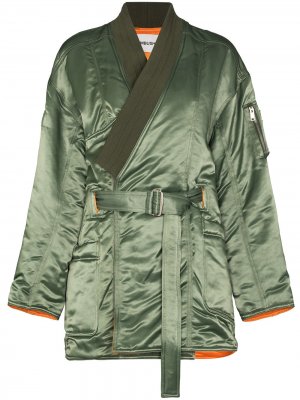 Пальто-кимоно MA-1 Hybrid с поясом AMBUSH. Цвет: зеленый