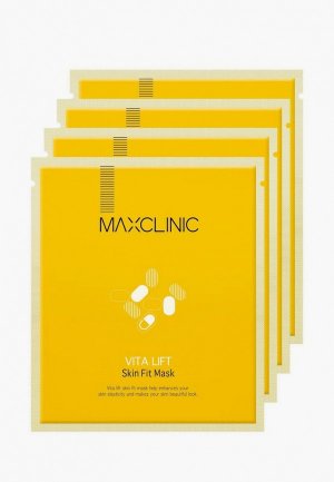 Набор масок для лица Maxclinic Vita Lift Skin Fit Mask с витаминами тонуса и сияния кожи, 4х19 мл. Цвет: белый