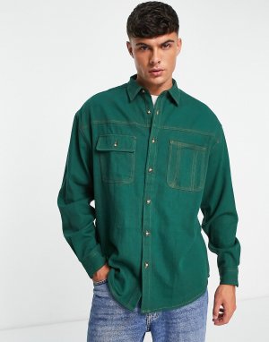 Зеленая джинсовая рубашка оверсайз ASOS DESIGN